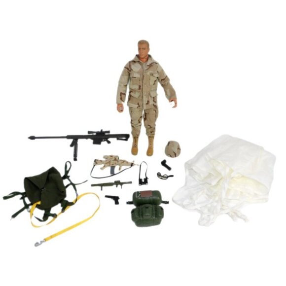G.I.JOE action figure 11" doll with parachute, backpacks & weapons HASBRO 1996 - Picture 1 of 4